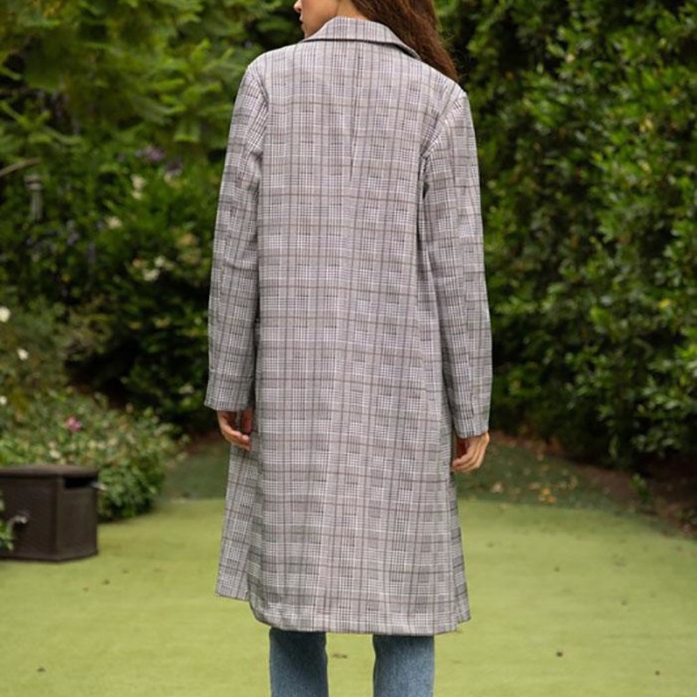 Hem & Thread Plaid Long Blazer Jacket - Picture 9 of 10